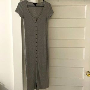 Grey button down midi dress